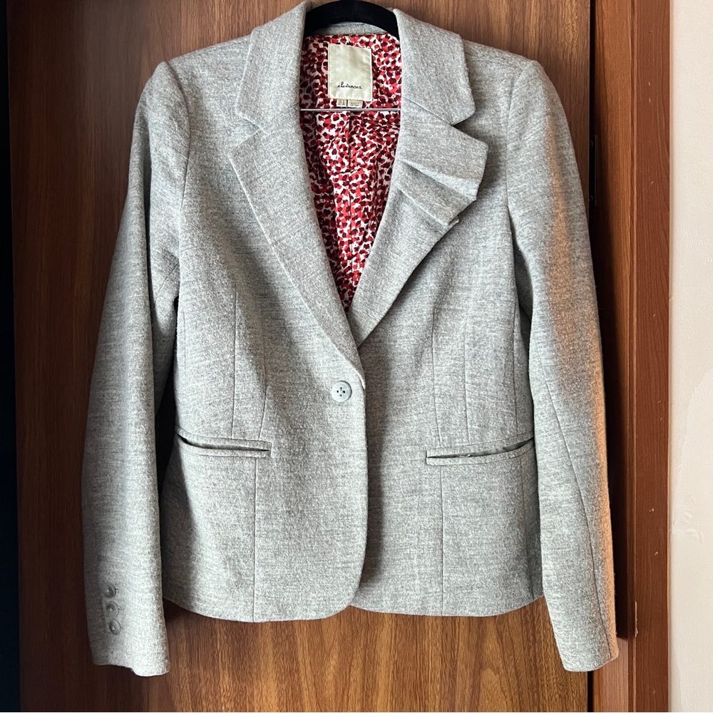 ANTHROPOLOGIE ELEVENSES Wool Blend Beige Blazer size 4.
